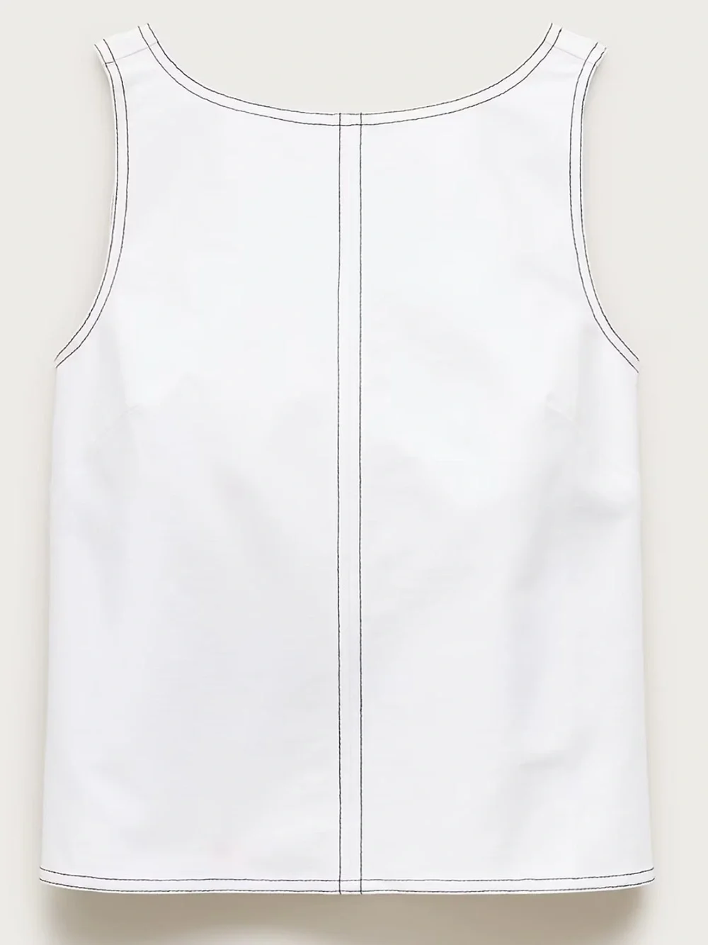 NWT J Crew Contrast-Stitch Shell Top in Double Cotton Poplin – White – Size 4